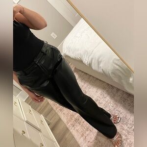 Rachel Zoe Black Straight Leg Faux Leather Pants